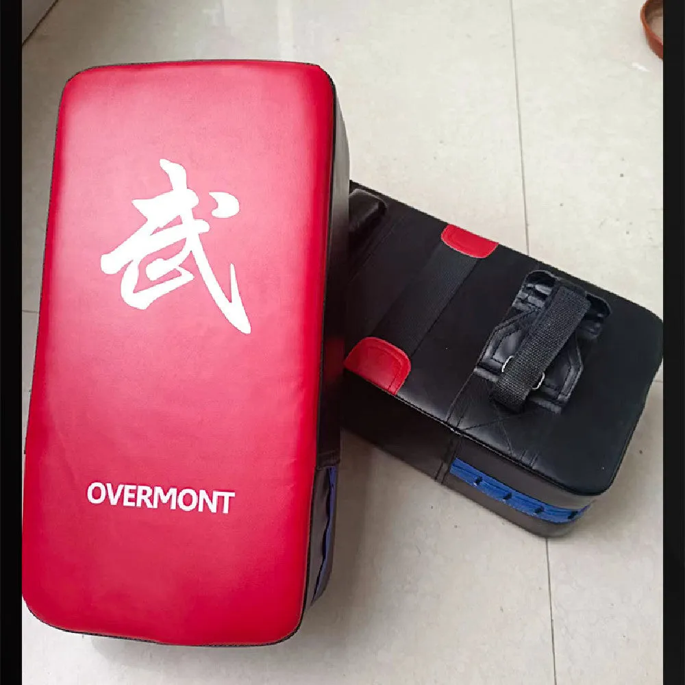 Red martial arts boxing kick target training pad measuring 40x20cm with hand-sewn construction
