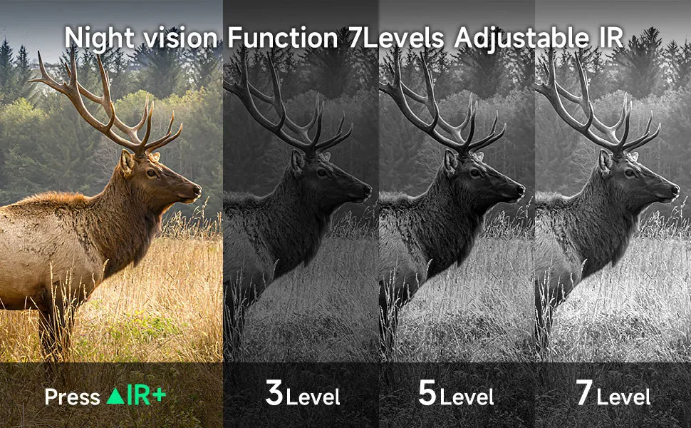Ultra Clear 4K 36MP night vision monocular in black or camouflage colour with 3-inch screen.