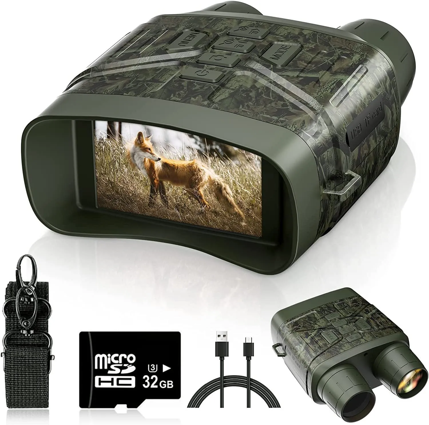 Ultra Clear 4K 36MP night vision monocular in black or camouflage colour with 3-inch screen.