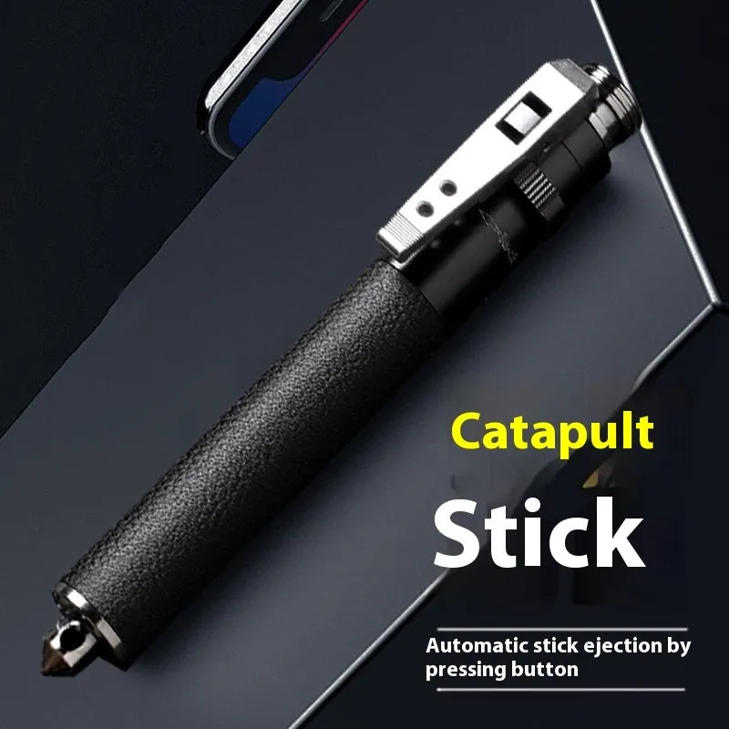 Titanium black automatic spring expandable baton in three sizes: 16 inch, 21 inch, and 26 inch.