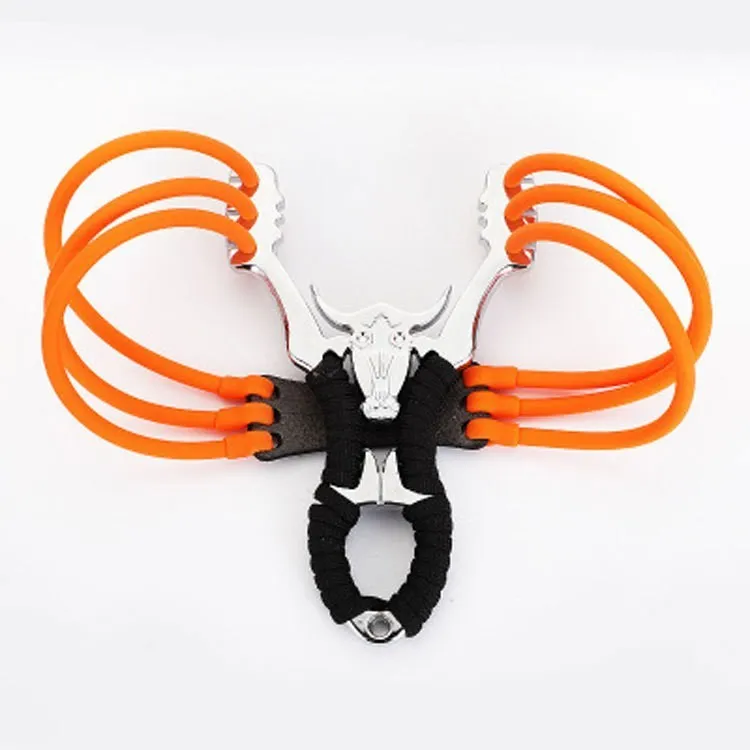 Traditional zinc alloy slingshot with ball bow design on a solid frame