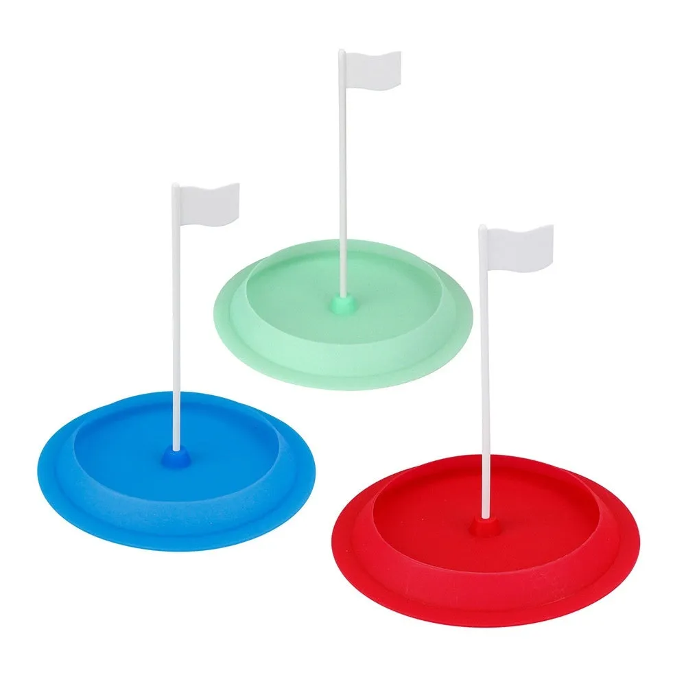 Green silicone rubber golf putter plate with 16cm diameter hole cup for indoor putting practice