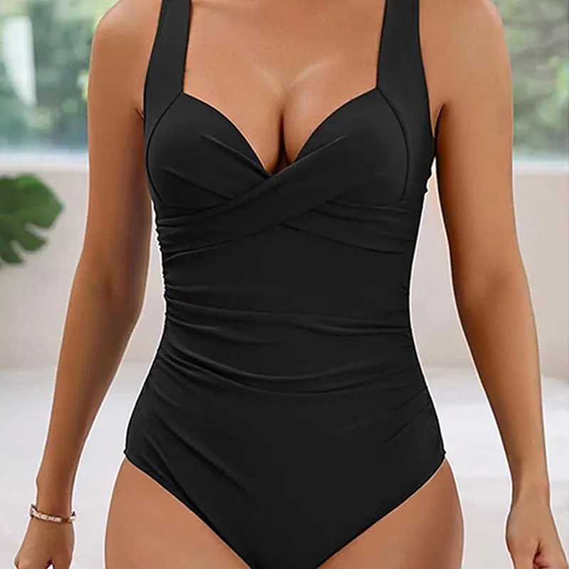 One-piece swimsuit with push-up hard bag in polyester fabric showing solid colour options