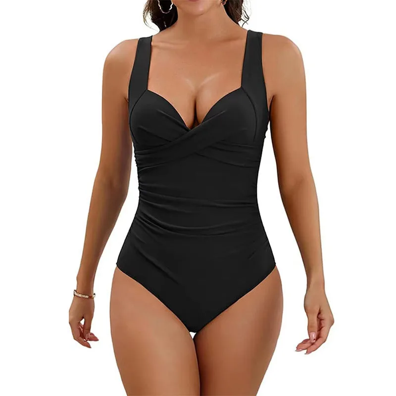 One-piece swimsuit with push-up hard bag in polyester fabric showing solid colour options