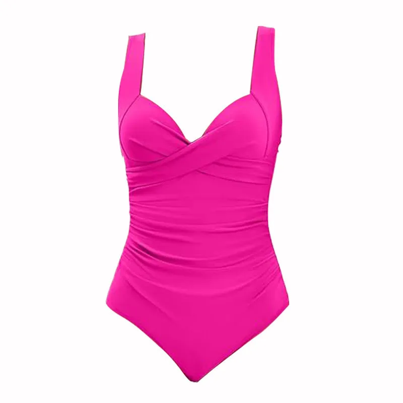 One-piece swimsuit with push-up hard bag in polyester fabric showing solid colour options