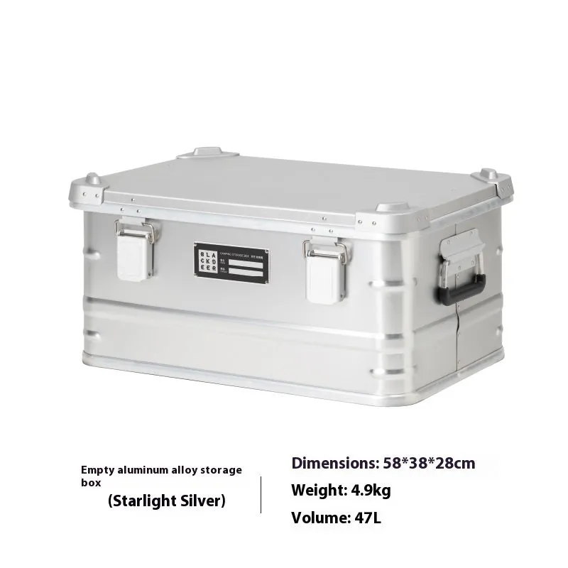 Field green aluminium alloy storage box with dimensions 58×38×28cm for camping equipment