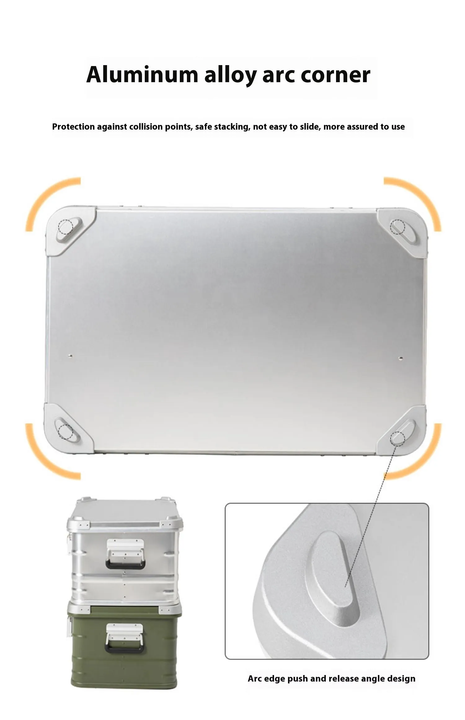 Field green aluminium alloy storage box with dimensions 58×38×28cm for camping equipment