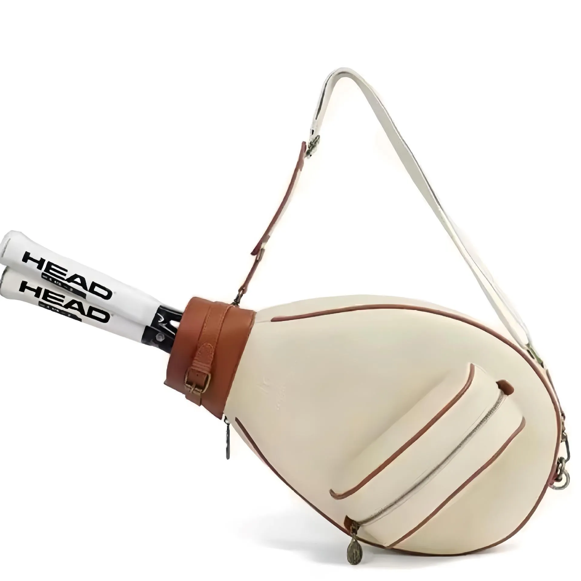 Women's retro style leather one-shoulder badminton bag shown in multiple colour options.