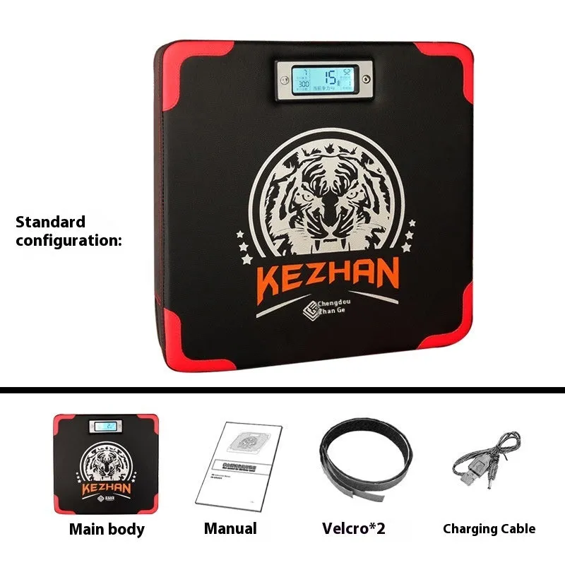 Smart hanging-type boxing training sandbag dynamometer with digital display and PU construction.