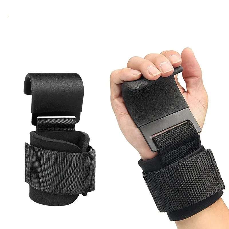 Black fitness wrist grip hook for pull-up assistance and horizontal bar training wrist protection