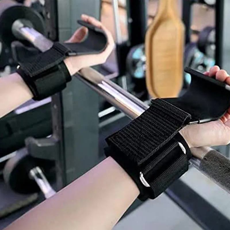 Black fitness wrist grip hook for pull-up assistance and horizontal bar training wrist protection