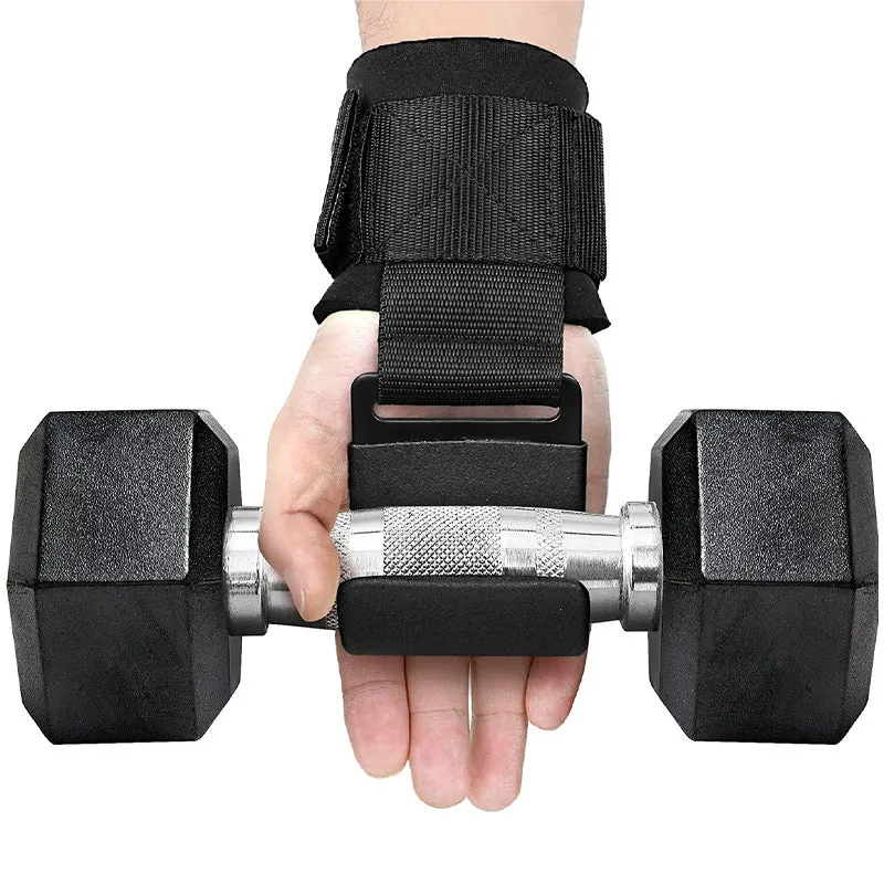 Black fitness wrist grip hook for pull-up assistance and horizontal bar training wrist protection