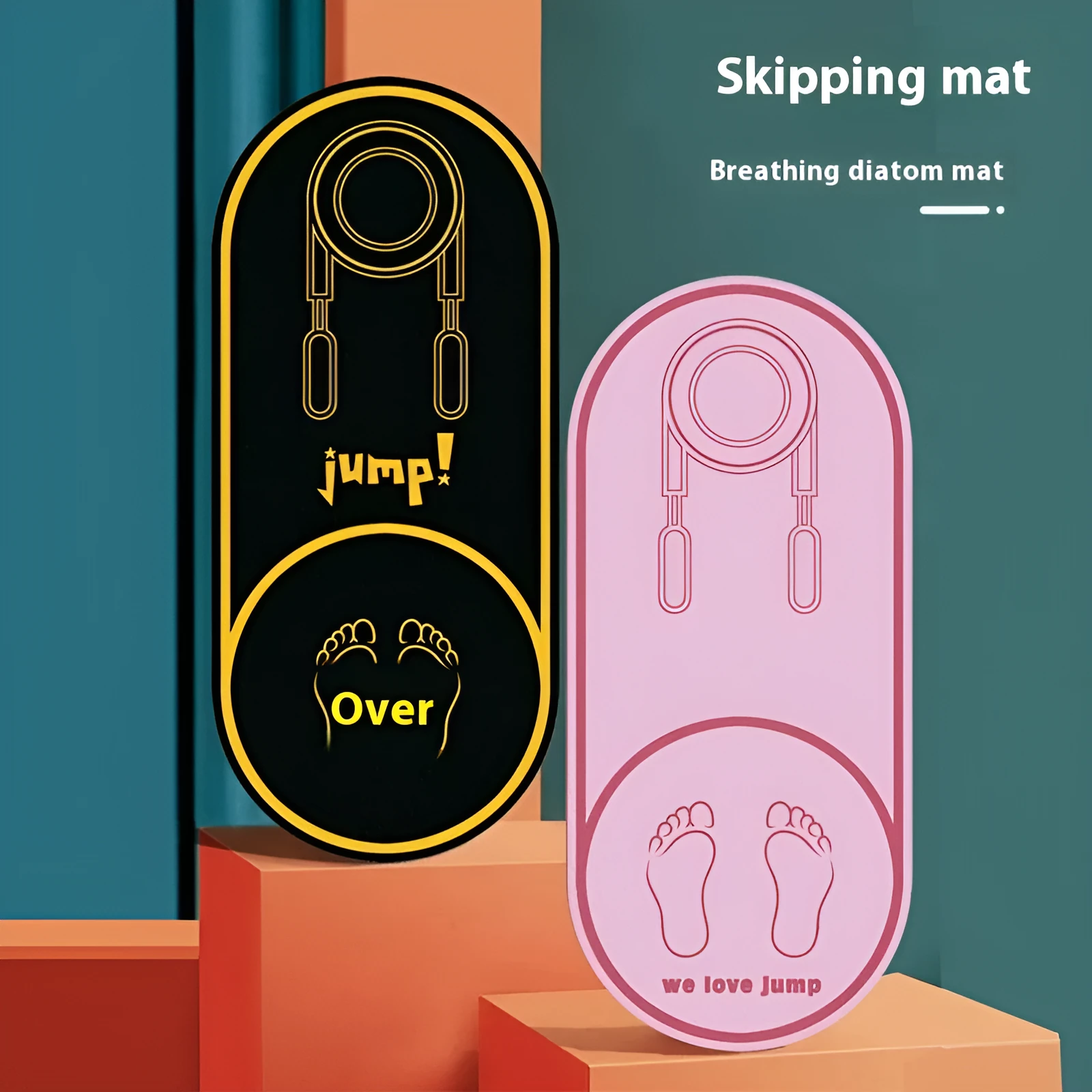 A pink faux leather yoga mat with a non-slip surface, shown rolled and unrolled.