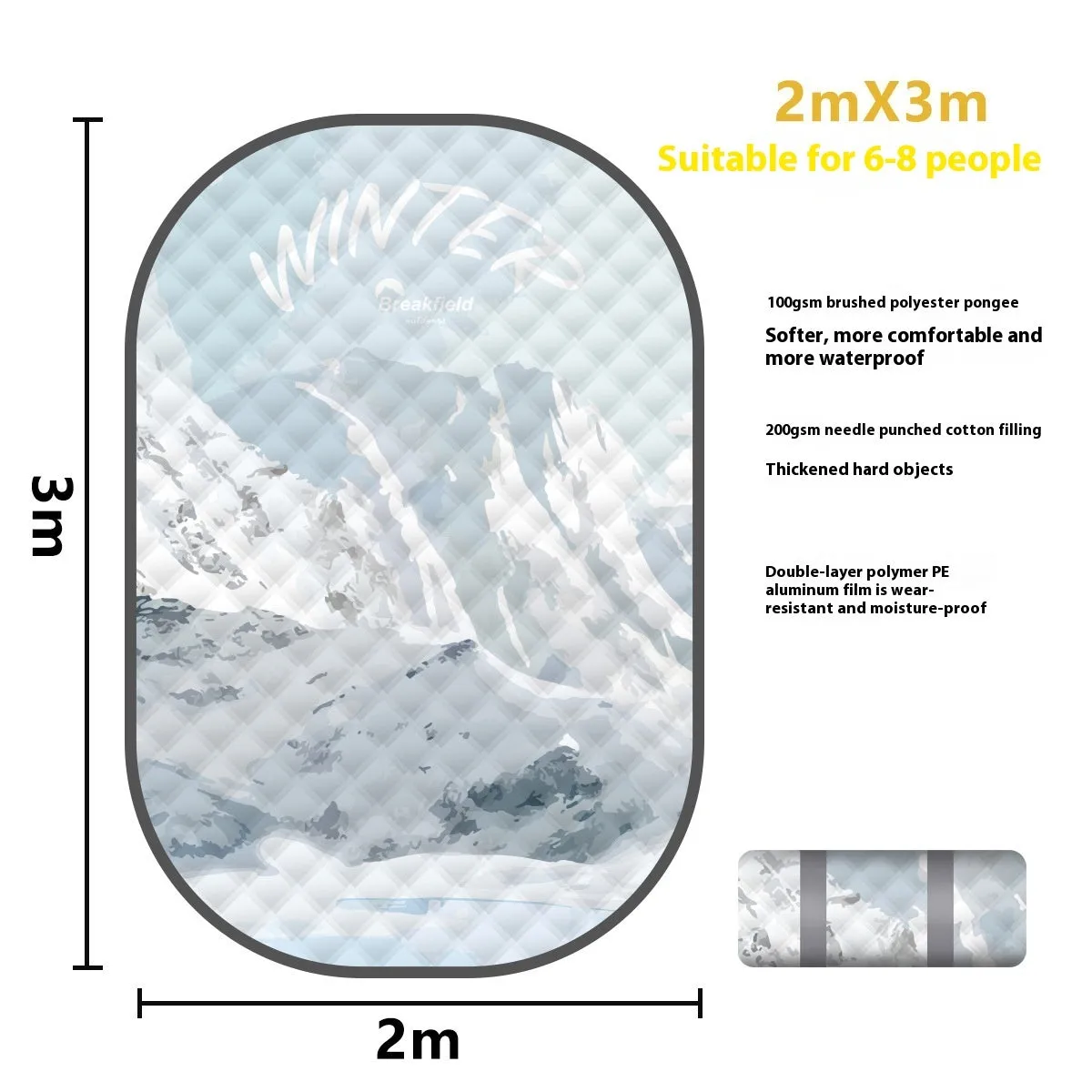 Waterproof ultrasonic thickening outdoor camping mat in a Four Seasons series colour laid on grass
