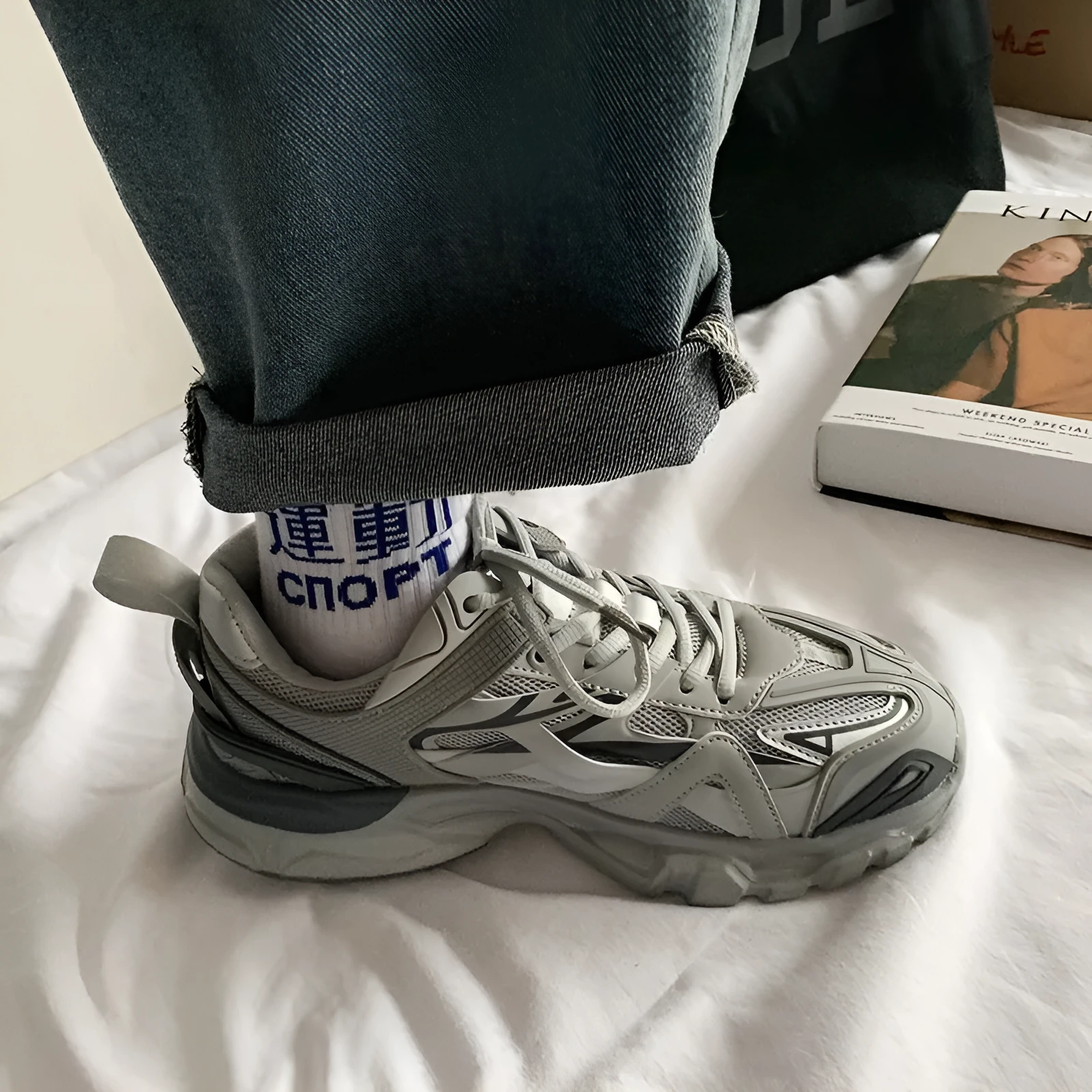 Casual sports shoes in multiple colours with lace-up front, round toe, and rubber sole