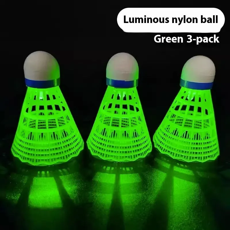 Luminous badminton shuttlecocks in green and red colours with nylon and goose feather options