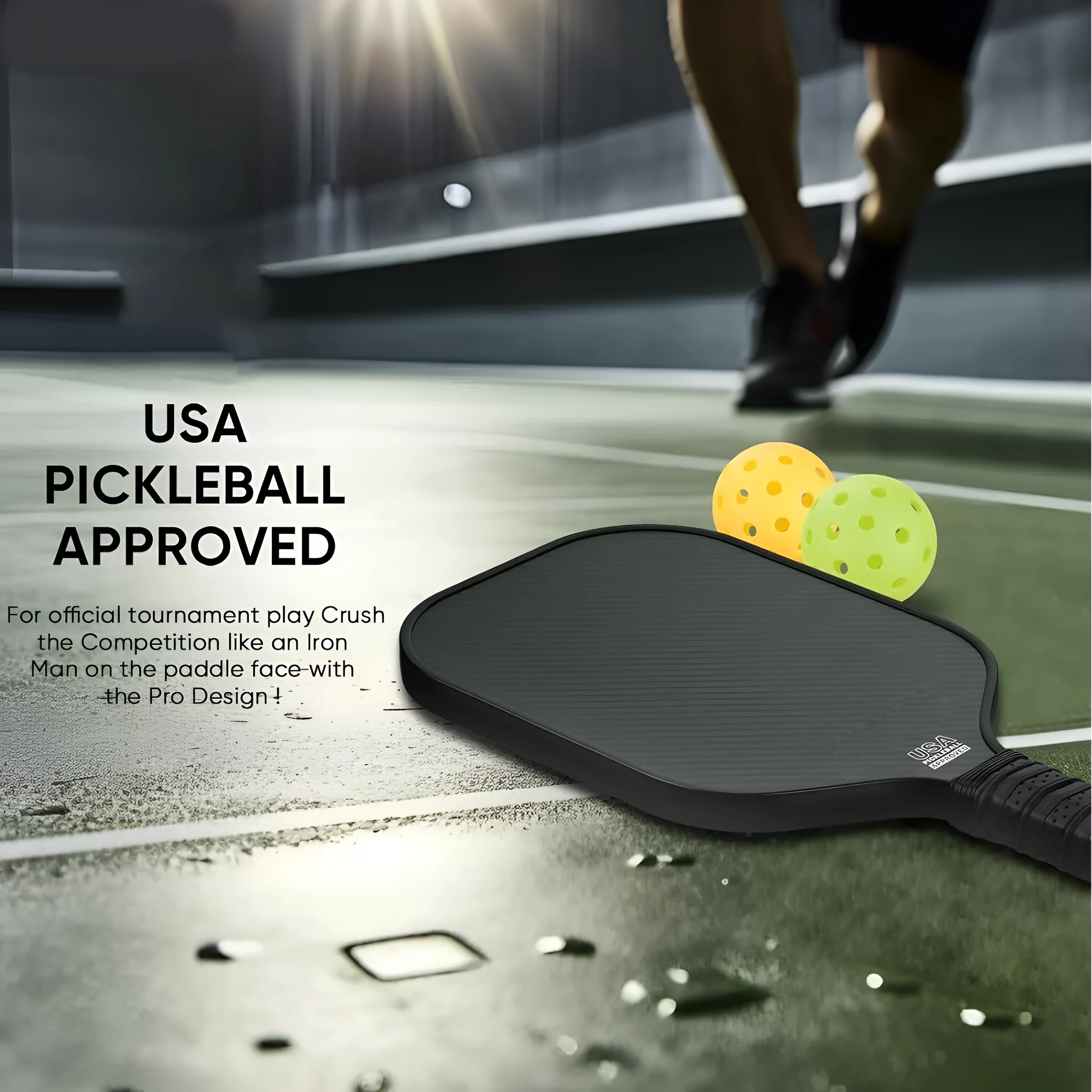 3K full carbon fibre graphite honeycomb beach racket in black, 40x20cm