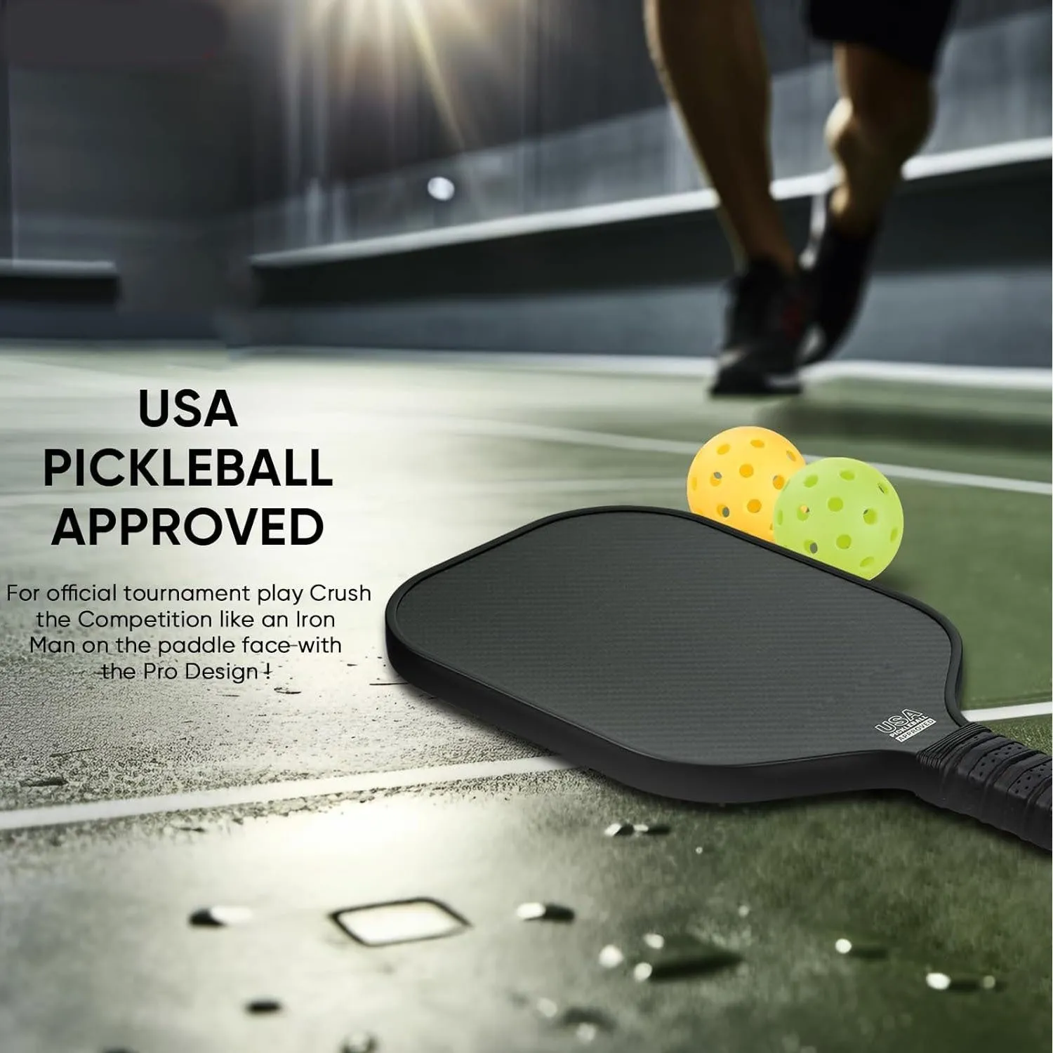 3K full carbon fibre graphite honeycomb beach racket in black, 40x20cm