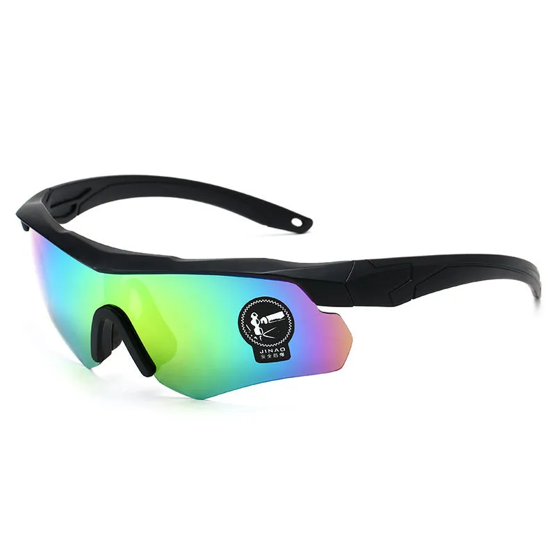 Sports goggles for cycling with polycarbonate frame and interchangeable lenses in windproof design