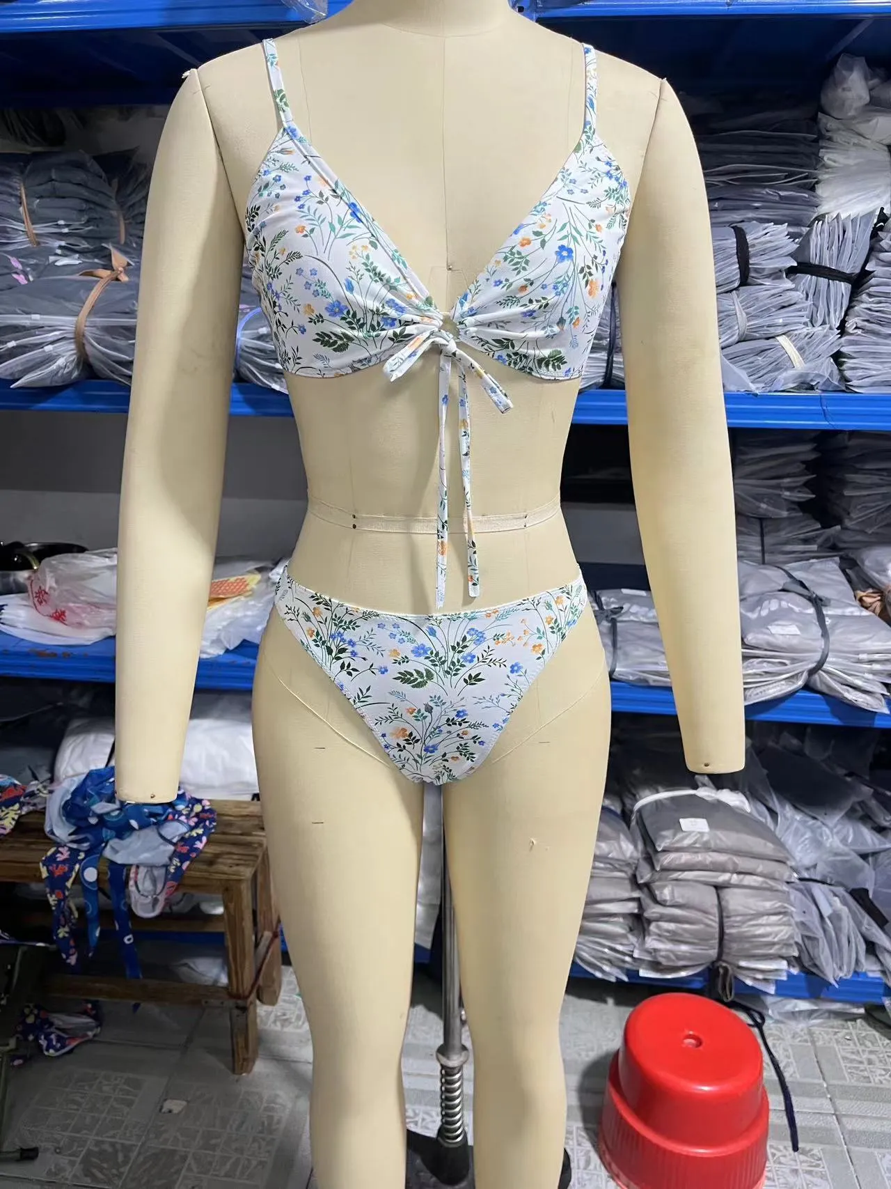 Floral print polyester banded bikini swimsuit for women, briefs style, available in sizes S XL