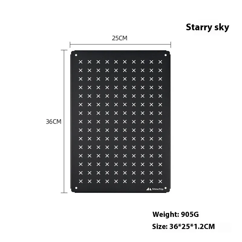 Folding carbon steel camping table with IGT modular system and multiple cell board design options.