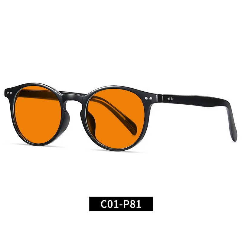 Orange yellow anti-blue light UV protection glasses with full rim frame