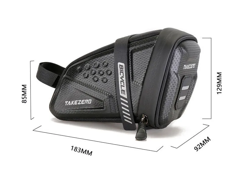 Bicycle saddle bag 1L black plain under saddle on mountain bike with fixture fitting