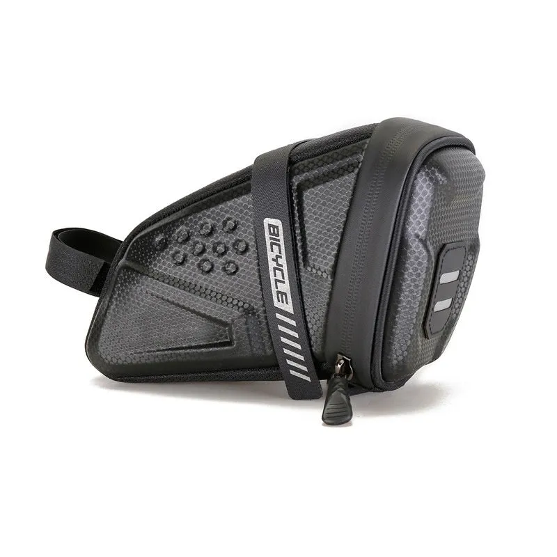 Bicycle saddle bag 1L black plain under saddle on mountain bike with fixture fitting