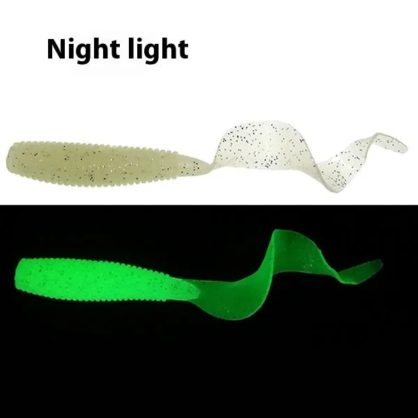 Soft worm rolled tail PVC fishing lure in flash gold 5.5cm bionic fake bait for freshwater fishing