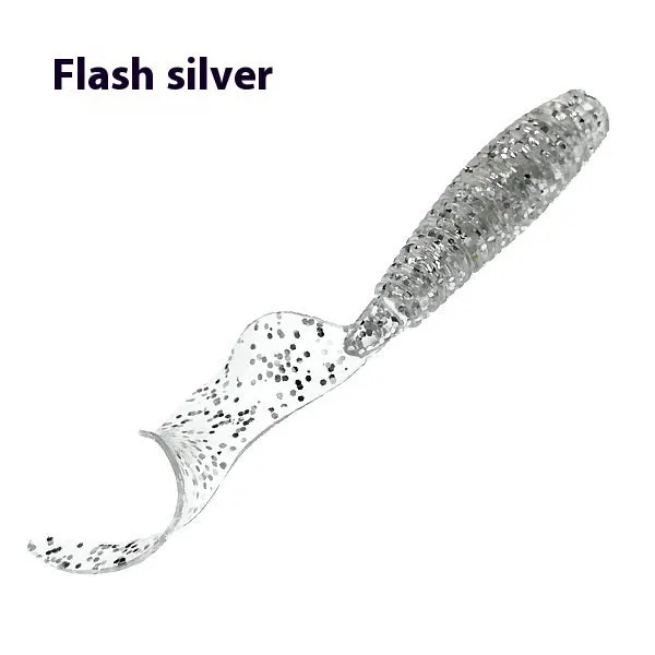 Soft worm rolled tail PVC fishing lure in flash gold 5.5cm bionic fake bait for freshwater fishing