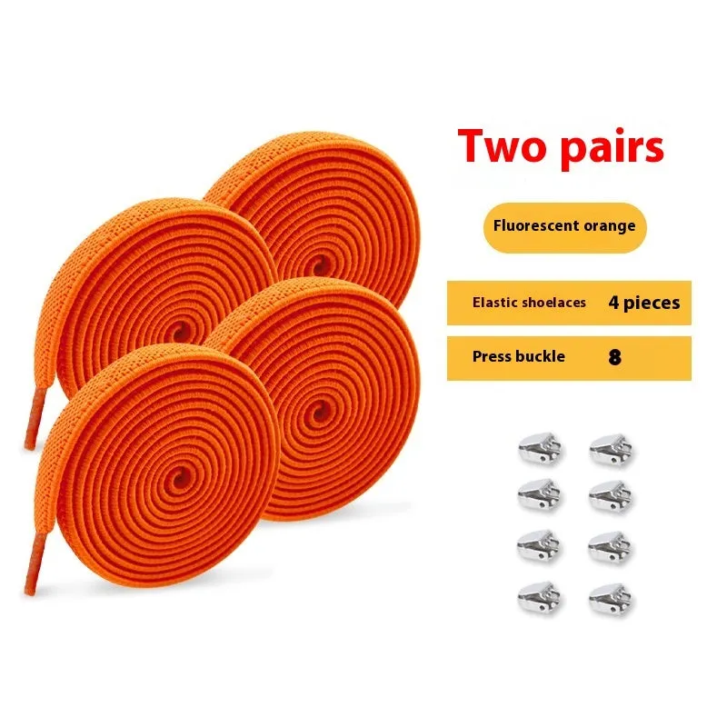 Elastic lace-free white shoelaces with flat buckle on a trainer, showing easy tie-free fastening