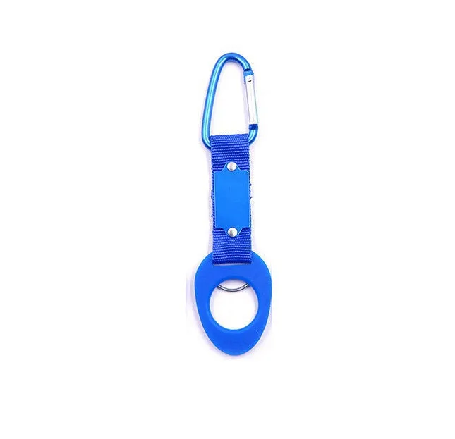 Sports outdoor water bottle buckle in aluminium alloy and rubber, 18.5cm length, available in black, green, blue, red