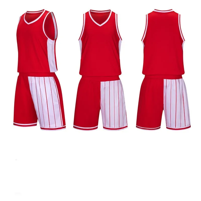 Men's basketball uniform set in blue colour, showing the quick-dry polyester top and matching shorts.