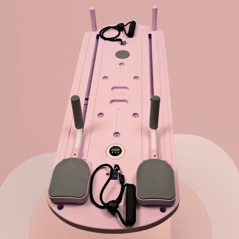 Multi-functional supine board wheel equipment in dark purple and pink for abdominal exercise