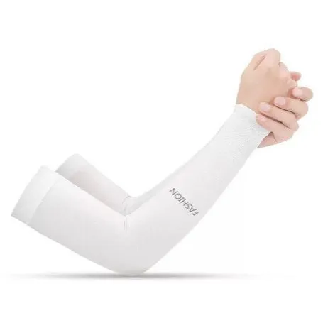 Printed ice silk oversleeve gloves for UV protection in floral and solid colours.