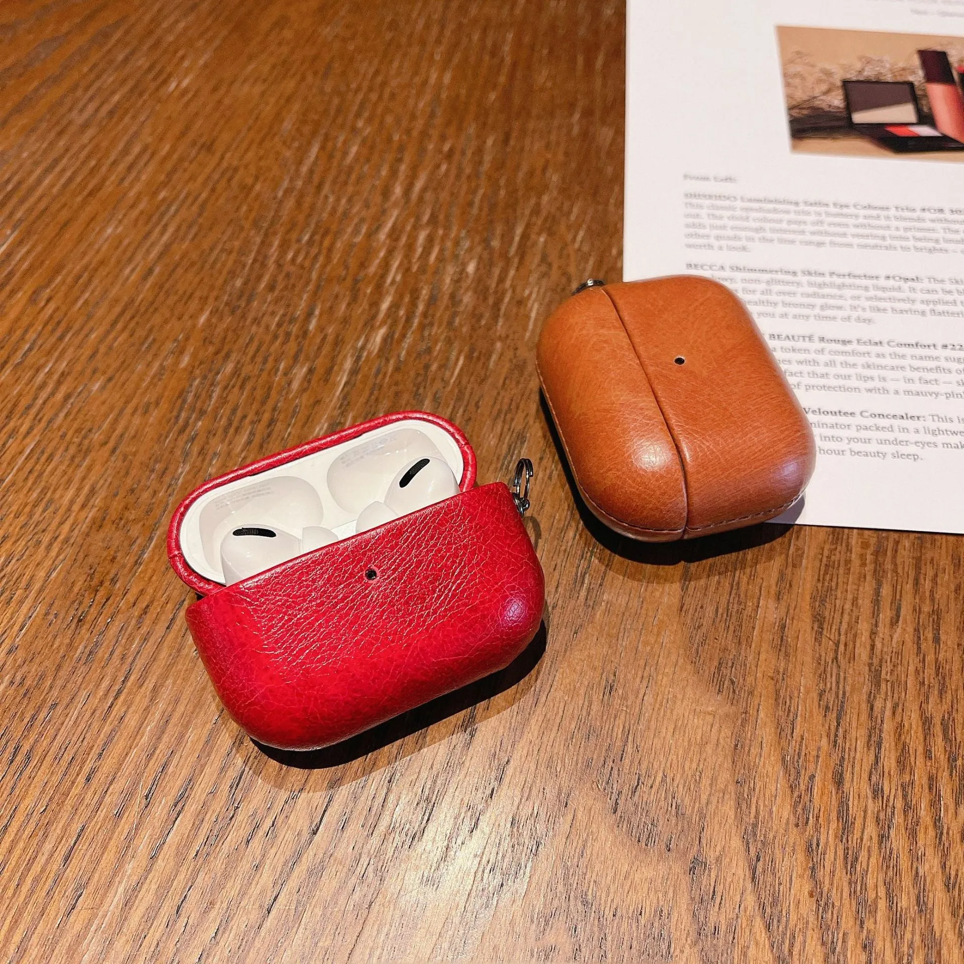 Imitation leather full cover hard case for AirPods charging case in black colour