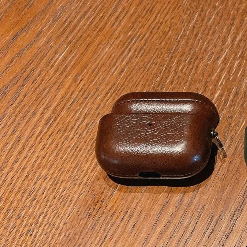 Imitation leather full cover hard case for AirPods charging case in black colour