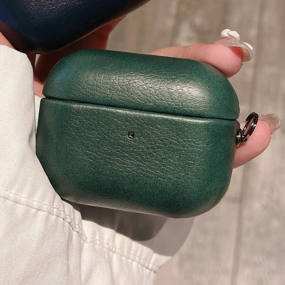 Imitation leather full cover hard case for AirPods charging case in black colour