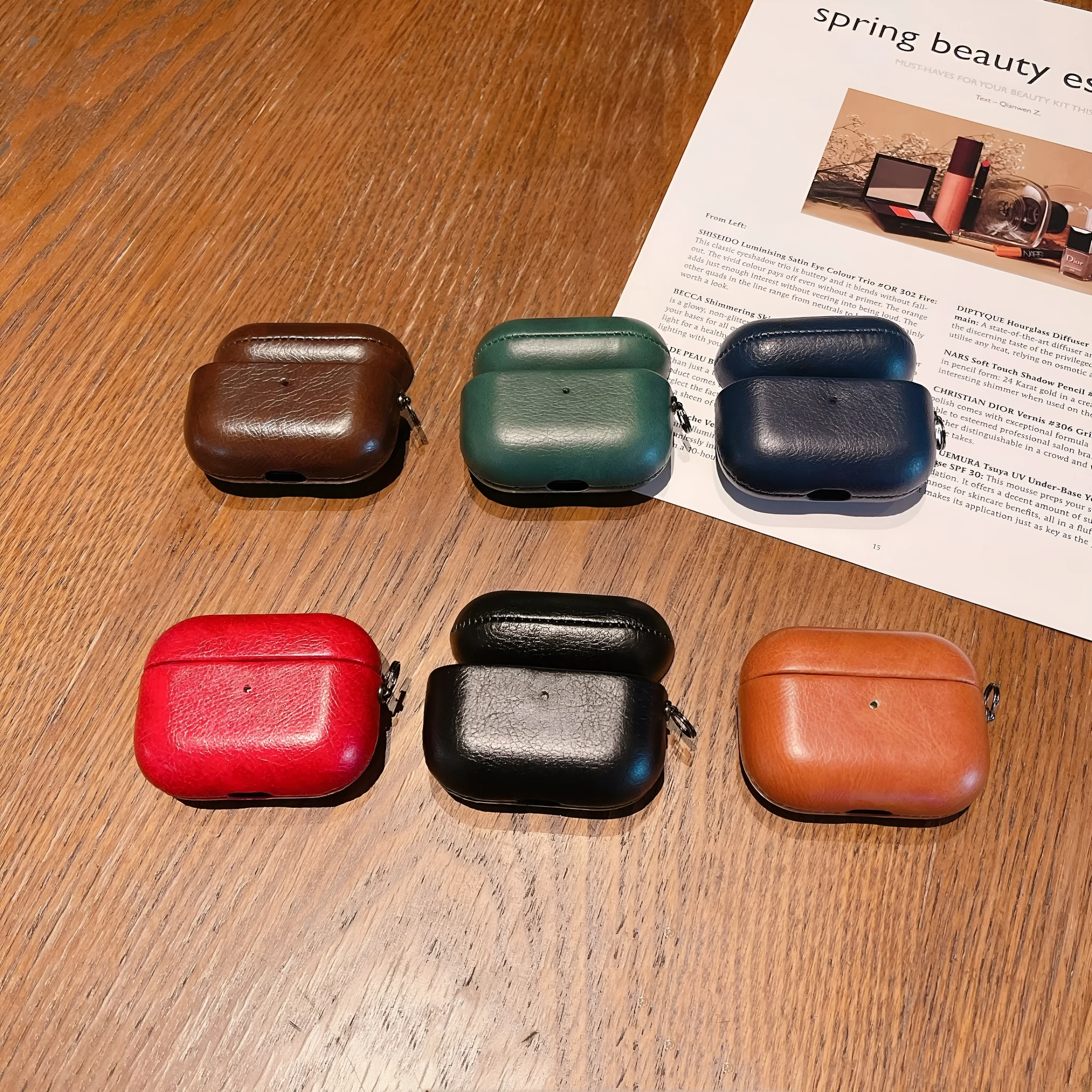 Imitation leather full cover hard case for AirPods charging case in black colour