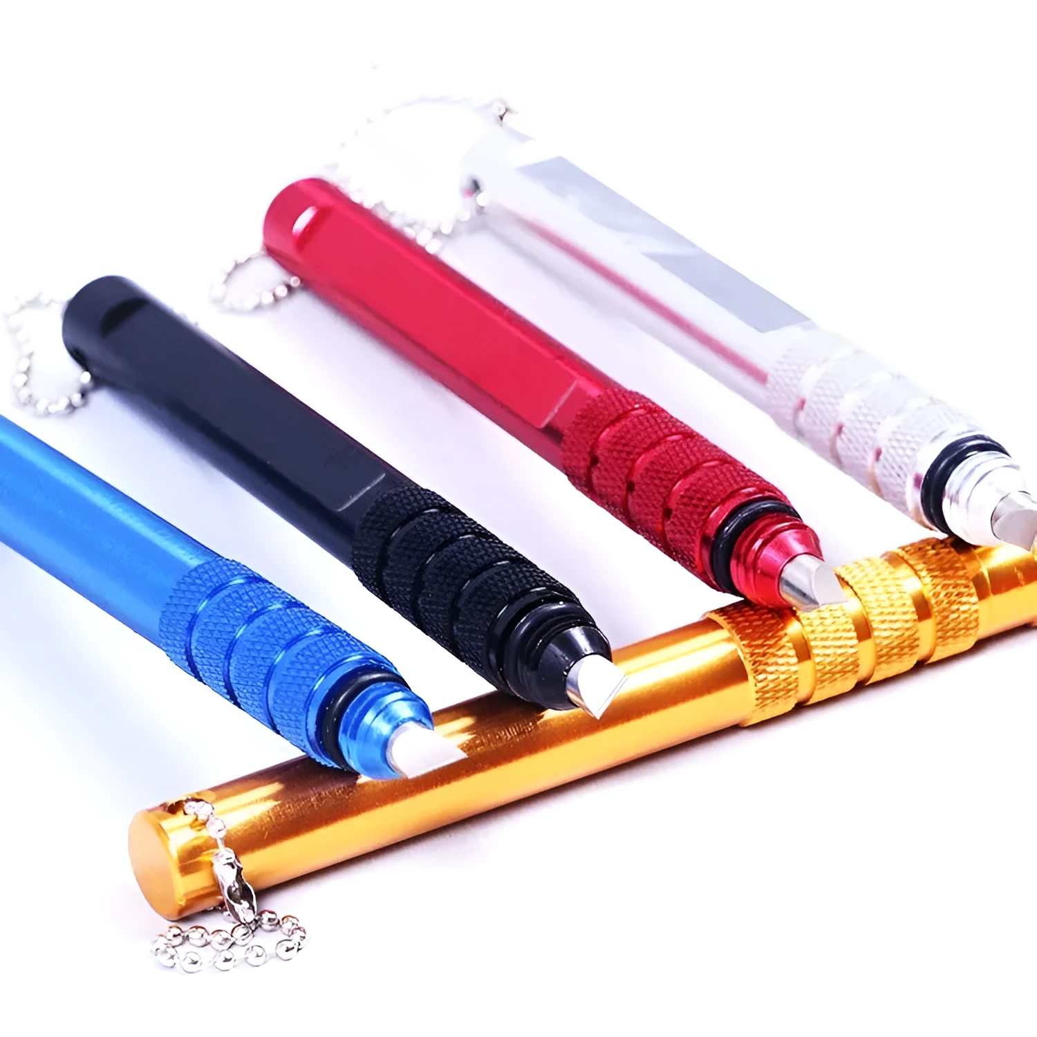 Pen-shaped aluminum alloy golf groove cleaner for iron clubs, 10.5cm long, available in white, yellow, red, blue, black