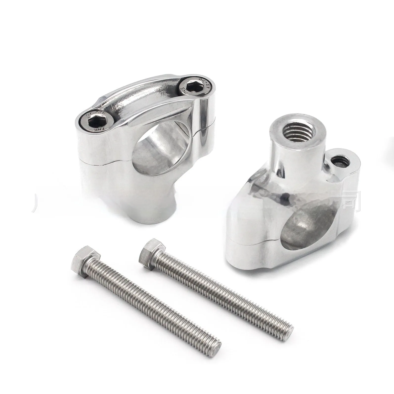 Silver aluminium universal motorcycle handle vertical plate set with 1 inch hole and 10mm bolt