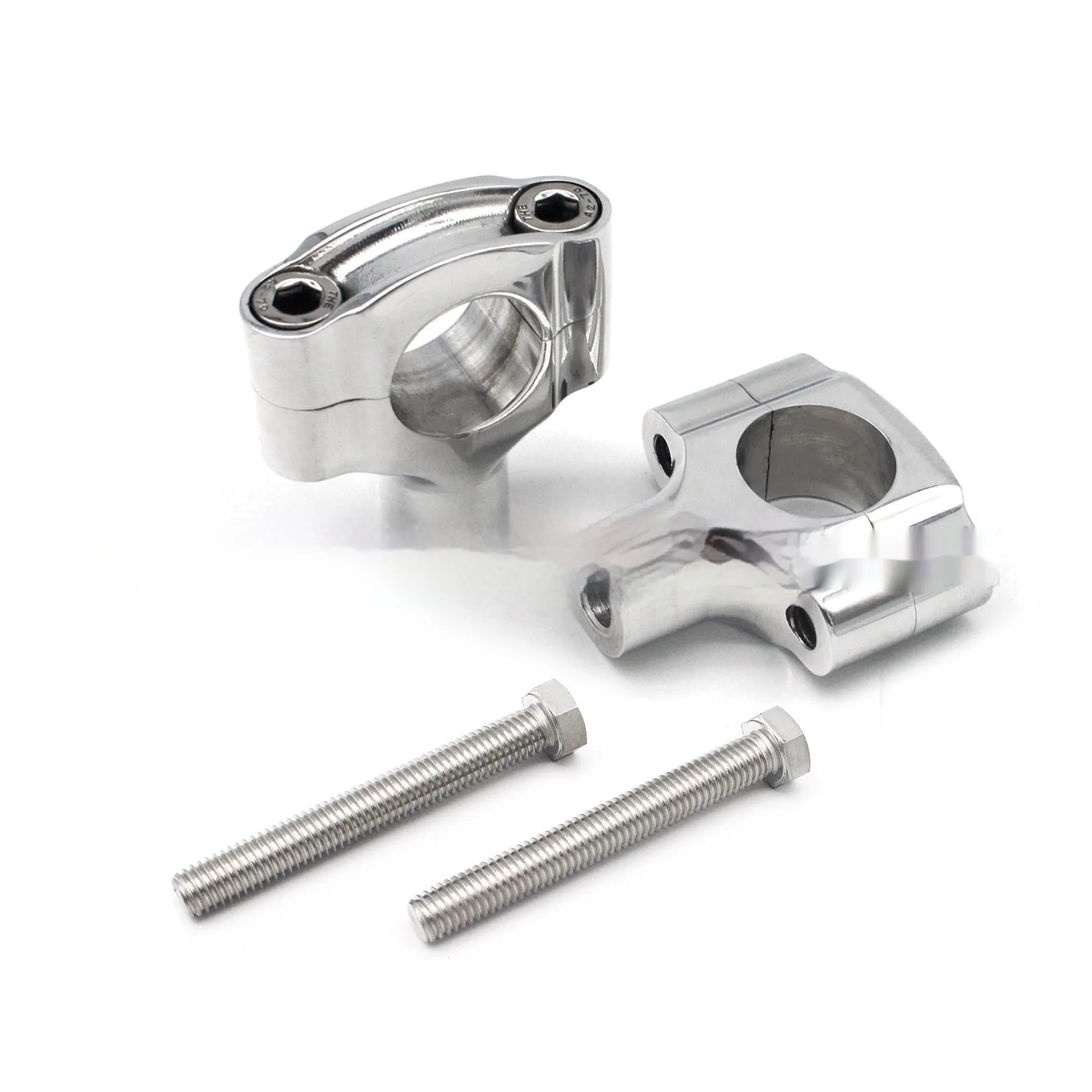Silver aluminium universal motorcycle handle vertical plate set with 1 inch hole and 10mm bolt