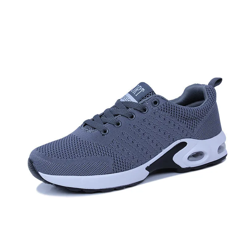 Women casual mesh flyknit sneaker flat heel round toe solid colour breathable upper size 35-45