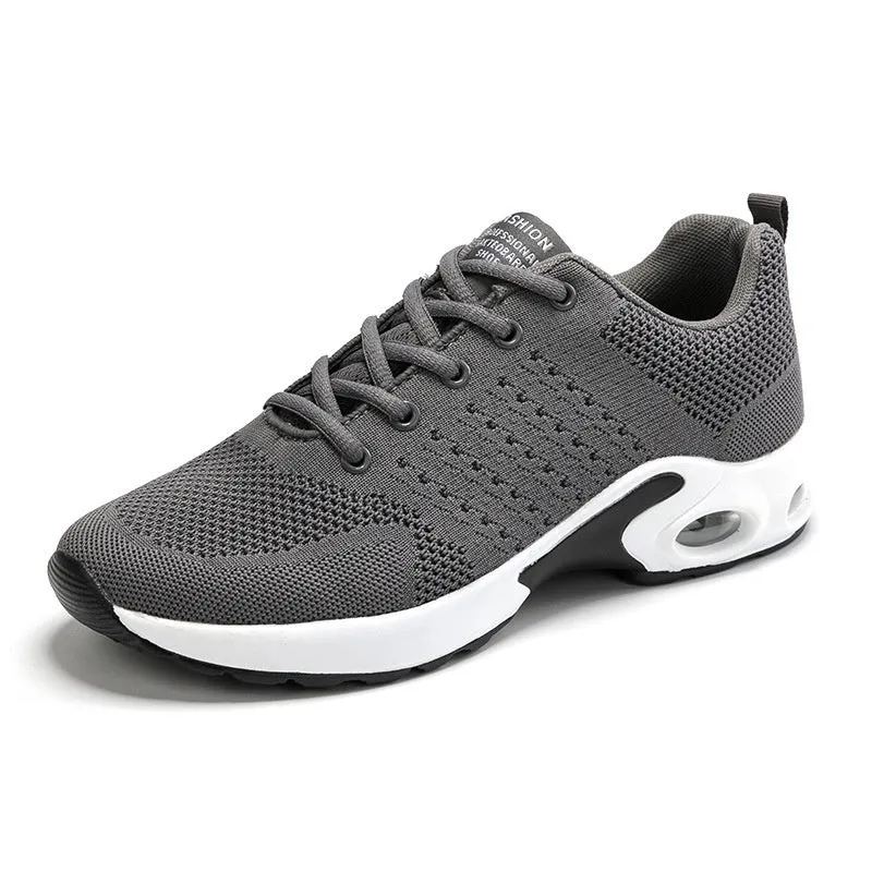 Women casual mesh flyknit sneaker flat heel round toe solid colour breathable upper size 35-45