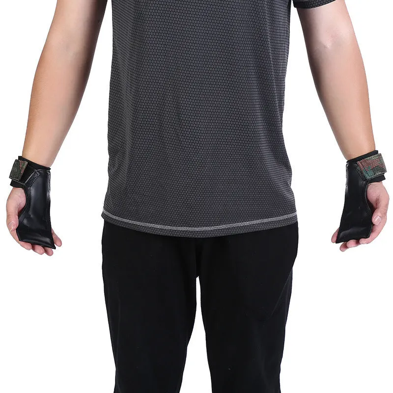 Adult athletic wristguards in black, camouflage, and red for gym workout and bodybuilding wrist protection