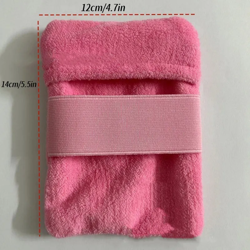 Reusable beach sand remover towel made of coral fleece in blue colour showing size 14x12cm