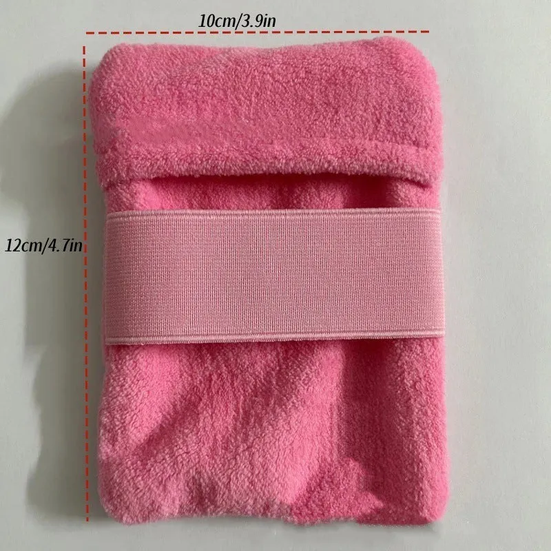 Reusable beach sand remover towel made of coral fleece in blue colour showing size 14x12cm