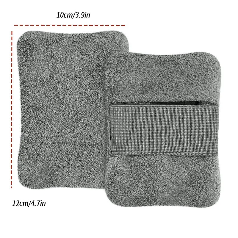 Reusable beach sand remover towel made of coral fleece in blue colour showing size 14x12cm