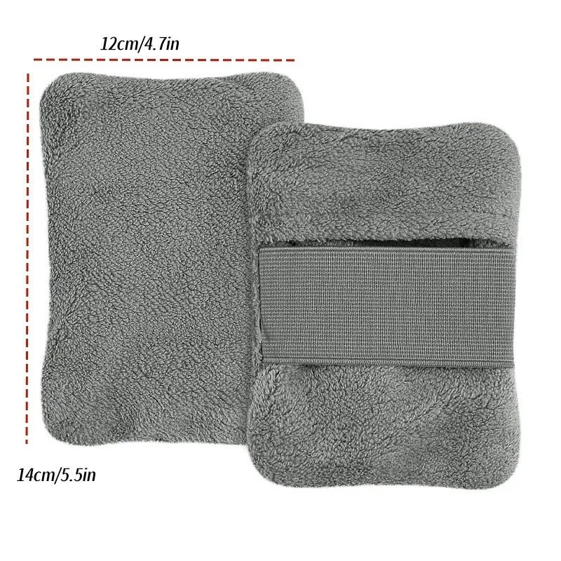 Reusable beach sand remover towel made of coral fleece in blue colour showing size 14x12cm