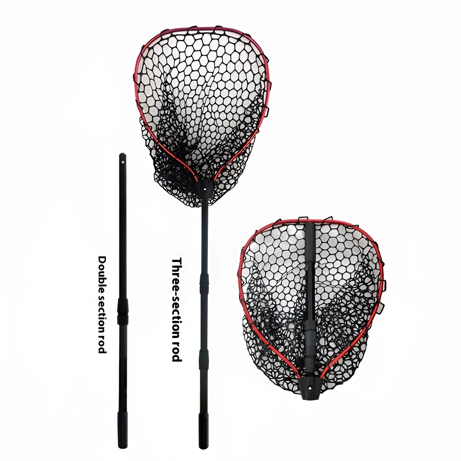 Luyada dip net with aluminum alloy telescopic rod extended to 162cm, showing red frame and black net pocket